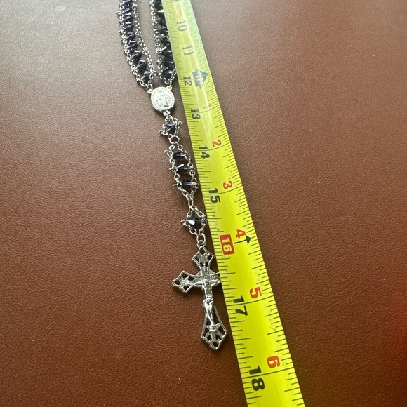 BEAUTIFUL DOUBLE BEADED ROSARY - PURPLE GLASSES BEADS. VINTAGE. - Picture 3 of 4